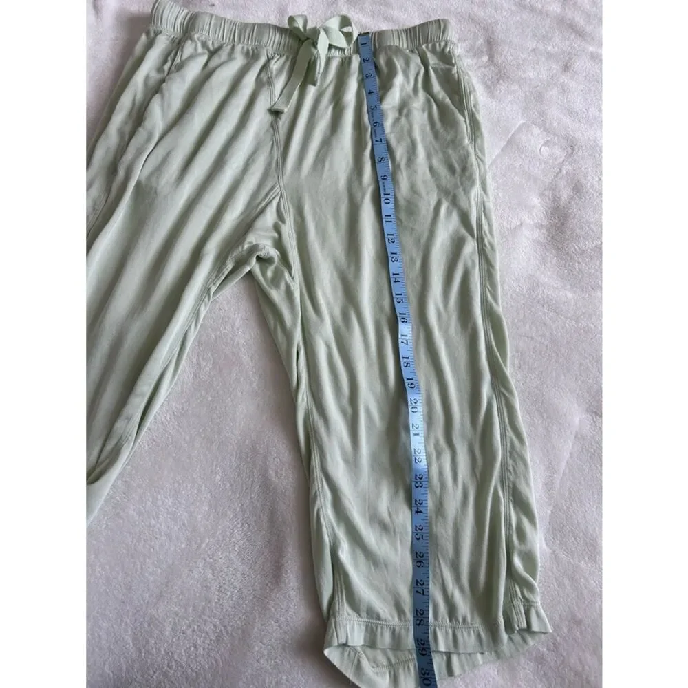 Free People Cropped Drawstring Pajama Pants in Light Sage Lightweight
